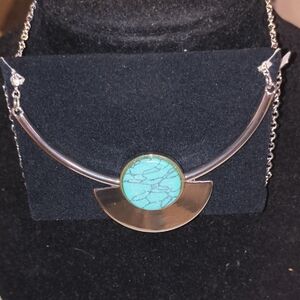 Avon Silver Necklace with Turquoise Accent